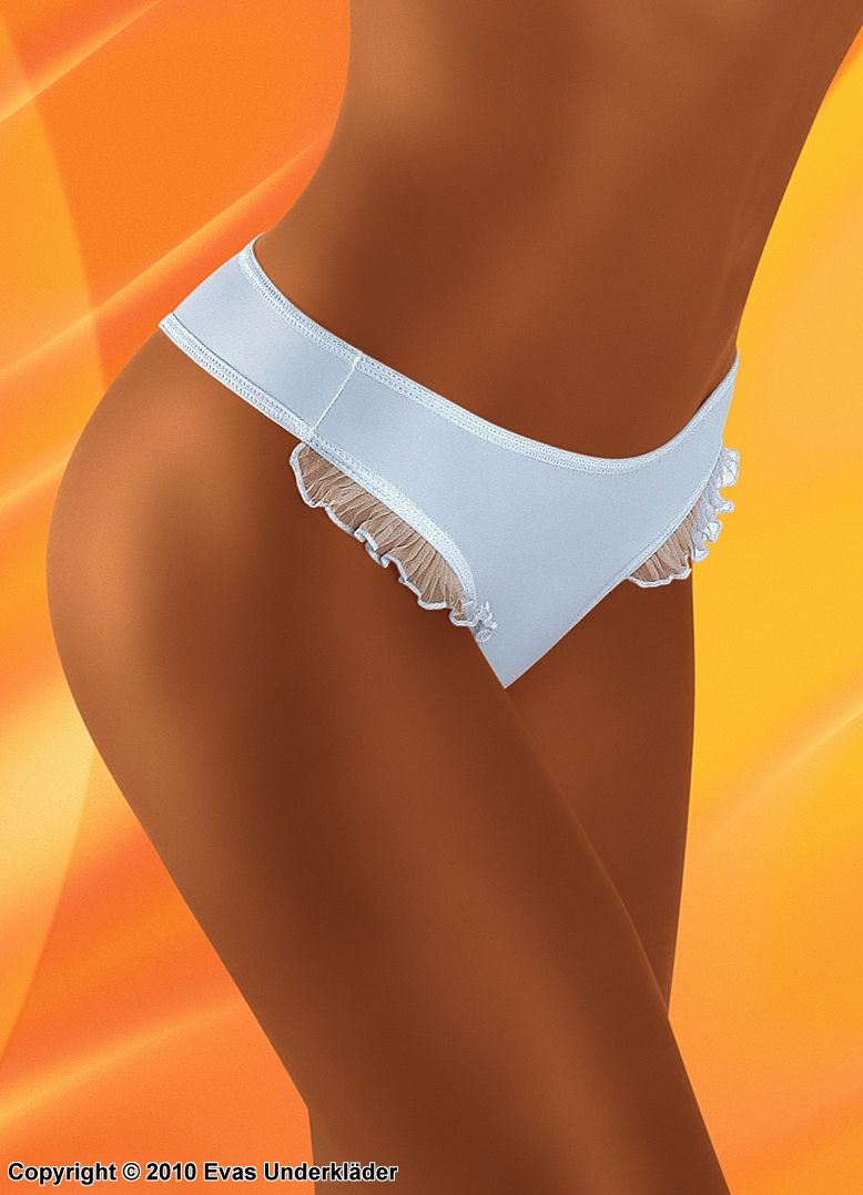 Thong panty with ruffled trim